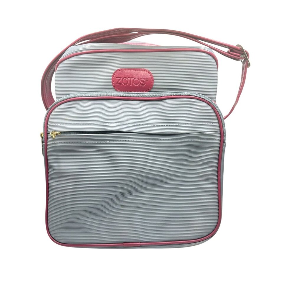 Vintage Zotos Travel Shoulder Bag With Mauve/Pink Trim & Adjustable Strap